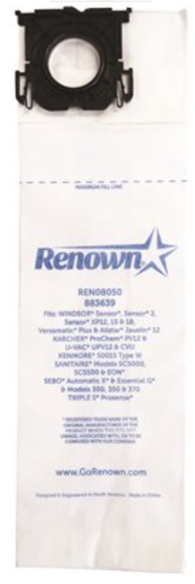 VACUUM BAGS, RENOWN, FITS WINDSOR SENSOR, EQUIVALENT TO 5300, 10/CT THUMBNAIL